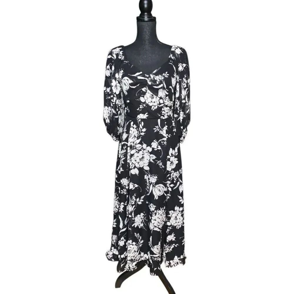Rachel Zoe Floral Ruffle Hem Midi Dress